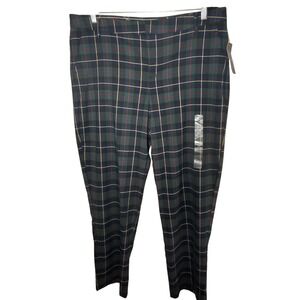 Tommy Hilfiger Hampton Trouser Womens 14 Green Blue Plaid Tapered Pants NWT